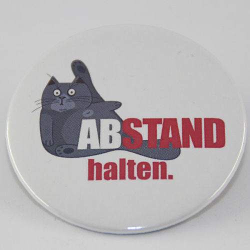 Abstand halten Button Katze 59 mm