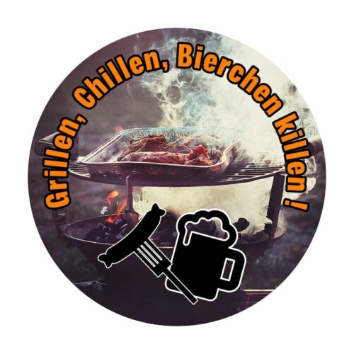 Grillen, Chillen, Bierchen killen Button 59 mm